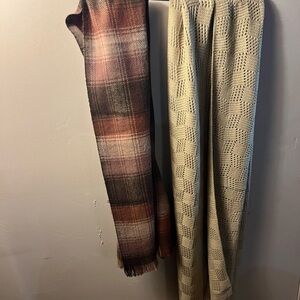 Plaid Rust and Brown Wool Scarf